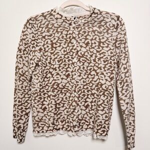 J. Crew Brown and Cream Patterned Long Sleeve Top